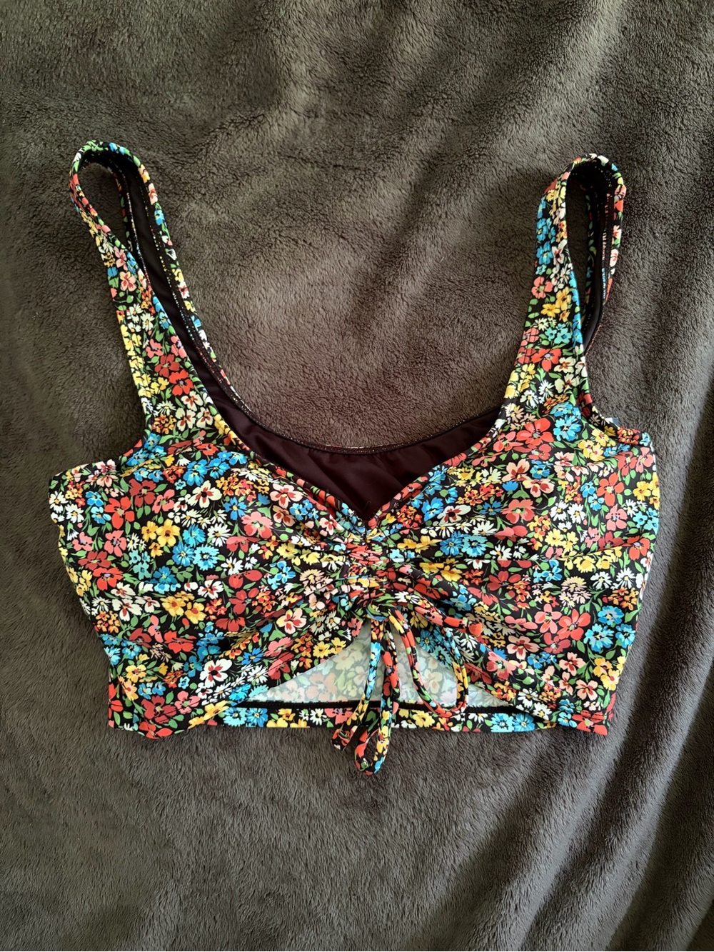 Lands' End Black Multicolor Floral Swim Camisole